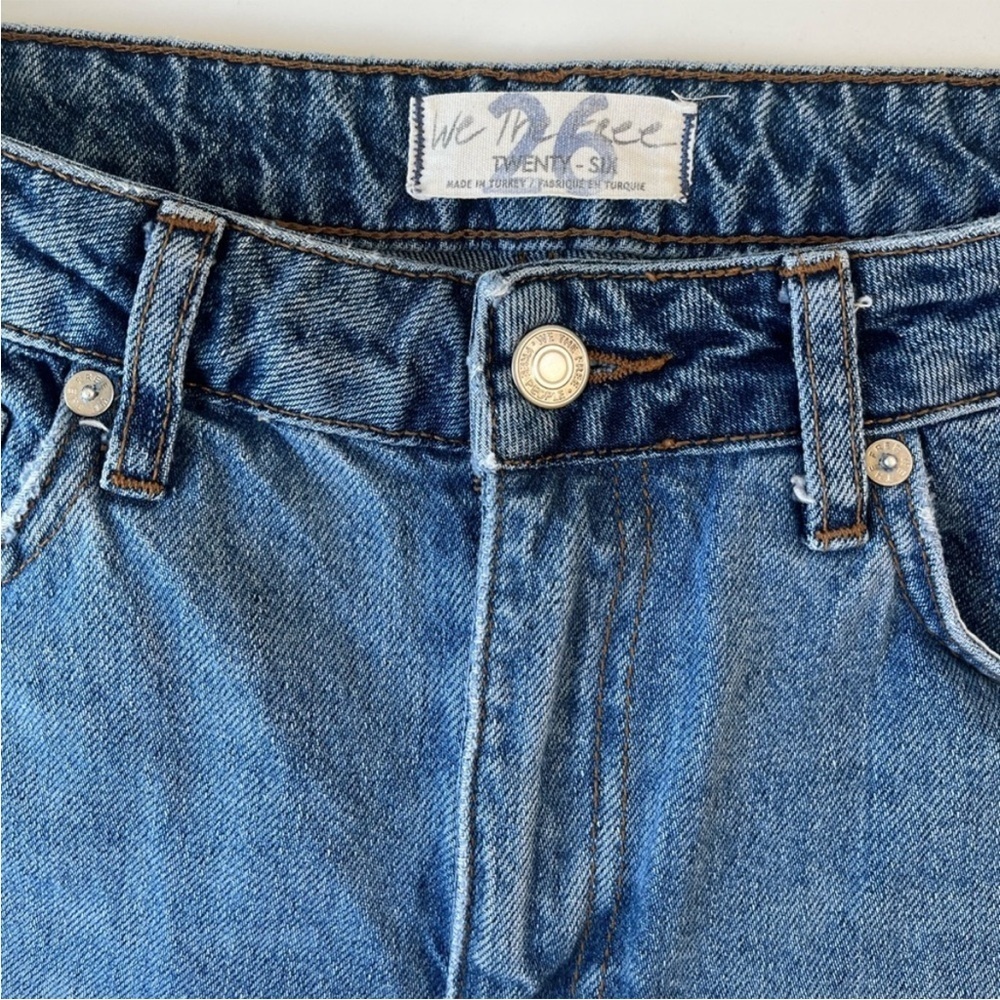 Free People High Rise Straight Leg Mom Jeans Patchwork Cotton Size 26 - Picture 6 of 14
